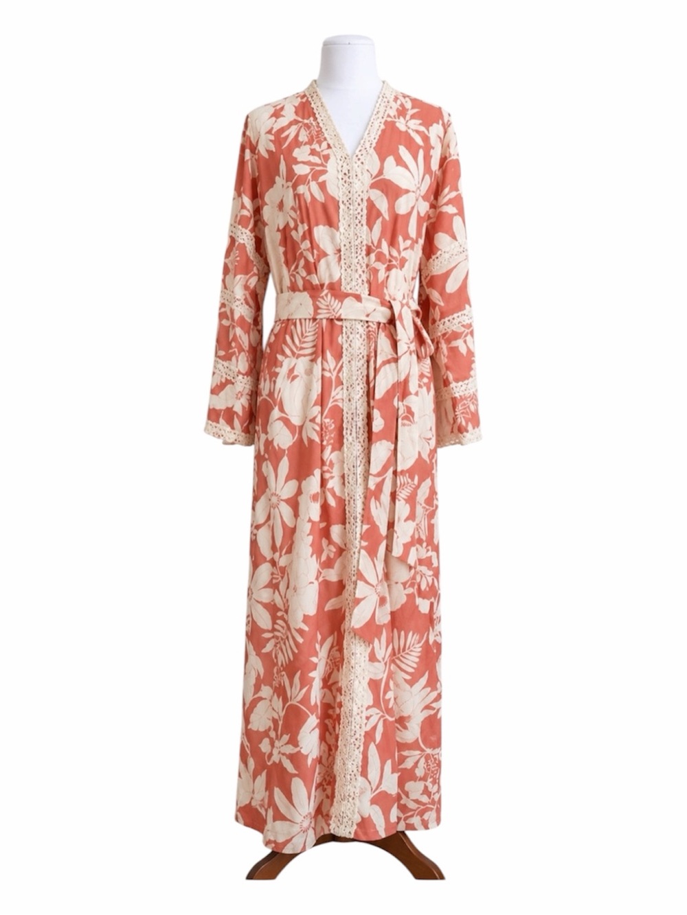 NWT‎ Kahora Palm Beach Joy Floral Maxi Dress M Luxury Orange White Kaftan